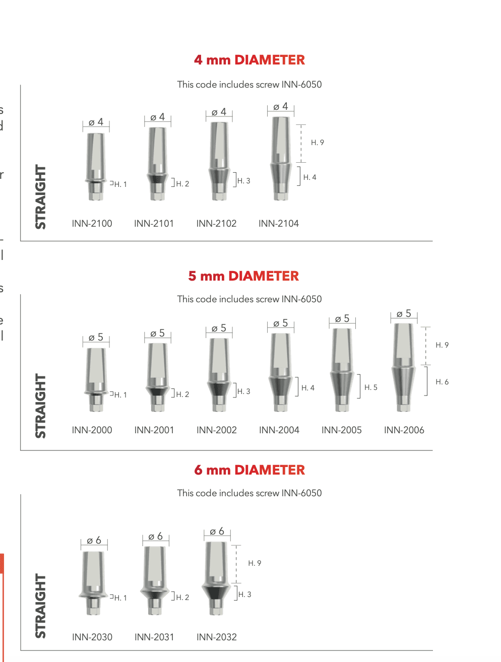 B&B straight abutment ø4,ø5,ø6