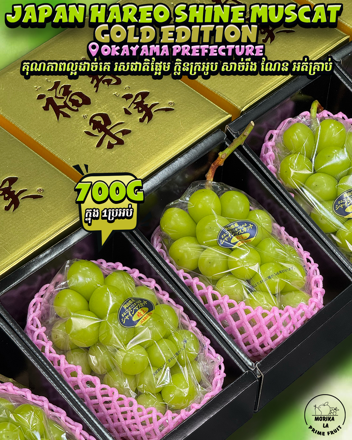 Japan Hareo Shine Muscat Gold Gift Box 